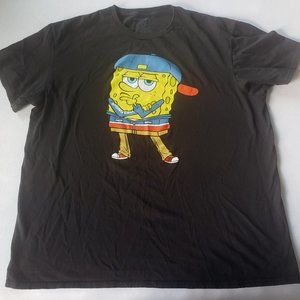 Nickelodeon Sponge Bob Square Pants Black Graphic Short Sleeve Shirt